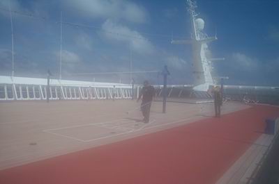 Deck photo of cruise ship. It was badly fogged.