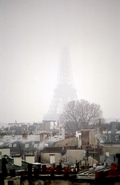 Eiffel Tower at dawn, from the roof of a hotel. Kodak negative copyright (C) 2001 by Al Fasoldt. Click on the image for a larger view.